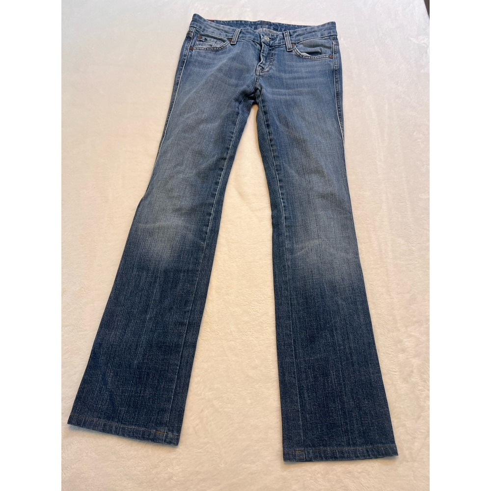 7 For All Mankind Sz 25 Low Rise rhinestone A Pockets Denim Blue Jeans Y2K